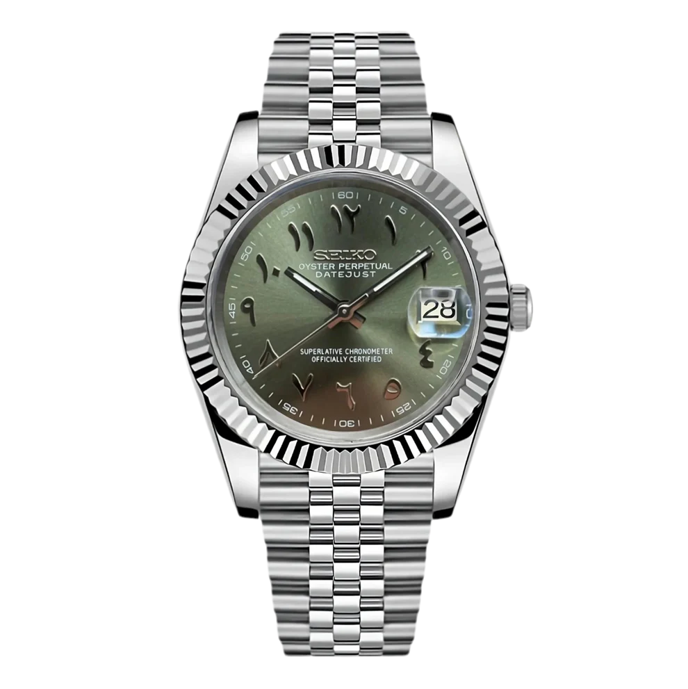 Seikojust Mod Silver-Olive Green Arabic