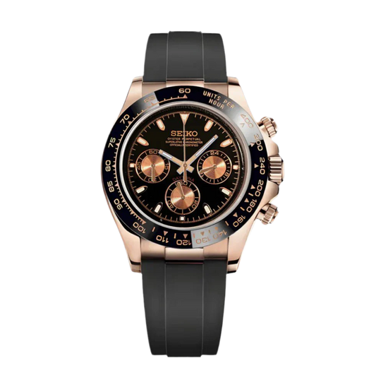 Daytona Mod RoseGold-Oysterflex Black